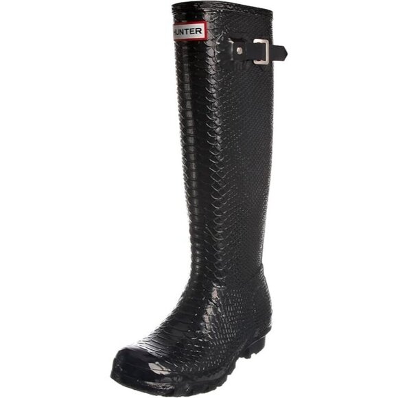 Hunter Shoes - NEW Hunter Hunter Carnaby Boa Snake Rain Boots Black EU 35 36 US 5 UK 3